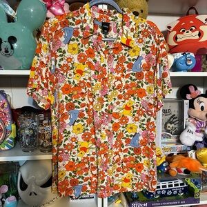 Disney Winnie the Pooh Floral short sleeved button down shirt